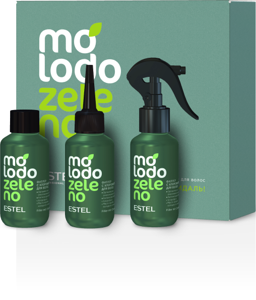 Филлер с
хлорофиллом
для волос
Molodo Zeleno

100мл х 3